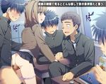  2boys bar_censor black_hair brown_hair censored cheating classroom clothed_sex desk drinking drinking_straw empty_eyes eraser futase_hikaru grin hetero indoors juice_box multiple_boys netorare orange_juice original panties panty_pull pencil penis pleated_skirt profile rape school_desk school_uniform sex shaded_face sitting skirt skirt_lift smile time_stop translated underwear window 