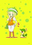  1girl bel_(pokemon) beret blonde_hair green_eyes hat lowres pokemon snivy 
