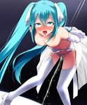  ahegao aqua_eyes aqua_hair arms_behind_back bdsm bondage bound dress elbow_gloves garter_belt gloves hatsune_miku highres long_hair long_legs open_mouth panties panties_aside pee peeing solo sweat tears thighhighs twintails umakatsuhai underwear very_long_hair vibrator vocaloid wedding_dress white_gloves white_legwear white_panties 