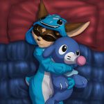  bed clothed clothing cuddling fizz_(lol) league_of_legends nintendo onsie pajamas plushie pok&eacute;mon pok&eacute;mon_(species) popplio radasus riot_games sleeping_bag video_games yordle 