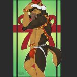  anthro bambii_dog bulge canine christmas clothing dog german_shepherd hat hi_res holidays jockstrap looking_at_viewer male mammal mostly_nude muscular muscular_male nipples santa_hat smile solo standing underwear 