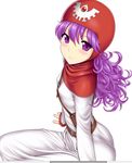  blush dragon_quest dragon_quest_ii hat long_hair looking_at_viewer princess_of_moonbrook purple_eyes purple_hair smile solo st.germain-sal white_background 