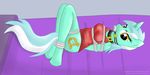  anthro anthrofied bdsm bed blush bondage bound breasts clothing collar cutie_mark equine female friendship_is_magic gag greaterlimits hair horn horse long_hair looking_at_viewer lyra_(mlp) lyra_heartstrings_(mlp) mammal my_little_pony pony rope solo unicorn 