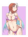  bikini gradient_hair hands_on_hips long_hair micro_bikini multicolored_hair riela_marcellis sakekan senjou_no_valkyria senjou_no_valkyria_3 solo swimsuit two-tone_hair 