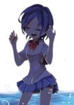  bad_id bad_pixiv_id blue_hair closed_eyes inazuma_eleven_(series) inazuma_eleven_go maguro_ouji open_mouth school_uniform short_hair skirt sorano_aoi water 