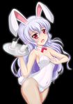  animal_ears aquarion_(series) aquarion_evol bare_shoulders bow bowtie breasts bunny_ears bunny_girl bunny_tail bunnysuit cleavage crea_dorosera detached_collar fishnet_pantyhose fishnets highres kishimen pantyhose purple_eyes small_breasts tail white_hair 