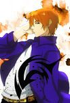  bad_id bad_pixiv_id black_eyes command_spell earrings fate/zero fate_(series) hogehoge0710 jacket jewelry male_focus orange_hair purple_jacket solo uryuu_ryuunosuke 