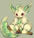  ambiguous_gender eeveelution green leaf leaf_tail leafeon looking_at_viewer nintendo pok&#233;mon pok&eacute;mon sitting toro29 video_games 