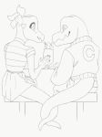 anthro black_and_white claws clothing female goosebumps ice_cream_float lizard male monochrome post_transformation reptile scalie unknown_artist 