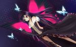  accel_world antenna_hair bare_shoulders black_hair bug butterfly butterfly_wings elbow_gloves gloves insect kuroyukihime long_hair navel rasielcochma smile solo wings 