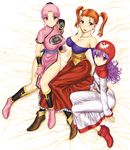  bare_shoulders blush bracer breasts china_dress chinese_clothes cleavage covered_nipples crossover dragon_quest dragon_quest_dai_no_daibouken dragon_quest_ii dragon_quest_viii dress earrings fingerless_gloves gloves hat jessica_albert jewelry large_breasts looking_at_viewer maam multiple_girls necklace orange_hair pink_eyes pink_hair ponytail princess_of_moonbrook purple_eyes purple_hair shirt st.germain-sal strapless taut_clothes taut_shirt thighs tubetop twintails 