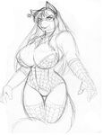  black_and_white breasts canine cleavage clothed clothing costume female hair halloween holidays huge_breasts long_hair mammal mask max_blackrabbit monochrome raven_hunt sketch wolf 