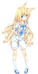  blonde_hair blue_eyes ichijou_hitoshi long_hair original rokka-chan_(ichijou_hitoshi) sailor shorts simple_background solo very_long_hair 