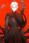  bad_id bad_pixiv_id cape dark_persona facial_hair fate/zero fate_(series) goatee kottie male_focus red_background red_eyes robe simple_background solo toosaka_tokiomi white_hair 