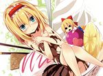  alice_margatroid blonde_hair blue_eyes blush breast_hold breasts chocolate chocolate_syrup covering food hairband heart highres ice_cream in_food maturiuta_sorato minigirl naked_chocolate nude parfait pocky shanghai_doll short_hair small_breasts solo strawberry_syrup touhou wafer 