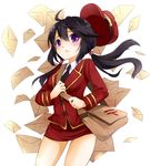  black_hair envelope hazuki_natsu original purple_eyes solo tote_bag twintails uniform 