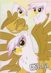  avian female feral friendship_is_magic gilda_(mlp) gryphon my_little_pony open_mouth solo wings yellow_eyes 