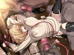  1girl aoki_yuriko arms_up bakuman bdsm black_legwear blonde_hair blush bondage bouncing_breasts bound breasts censored cum cum_on_body cum_on_clothes cum_on_floor cum_on_hair cum_on_lower_body dark_skin dress erect_nipples fat fat_man feet gangbang glasses group_sex huge_breasts large_breasts legs lying masturbation no_panties noraneko_koubou nyamota_(noraneko_koubou) open_mouth penis pubic_hair rape rope sandals sex short_hair slave thighs tied_up toes vaginal yellow_eyes 