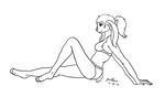  adriky1012 breasts butt devildove female lagomorph line_art lyra_hale mammal monochrome ponytail signature sitting swimsuit 