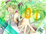  bad_id bad_pixiv_id detached_sleeves green_eyes green_hair hatsune_miku headset long_hair necktie open_mouth outstretched_arm skirt solo star twintails uruhara_ryuuku very_long_hair vocaloid 