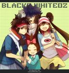  amelie999 blue_hair brown_hair female_protagonist_(pokemon_bw2) hue_(pokemon) kyouhei_(pokemon) male_protagonist_(pokemon_bw2) mei_(pokemon) pidove pokemon pokemon_(game) pokemon_bw2 rival_(pokemon_bw2) smile visor 