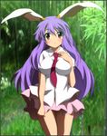  animal_ears blush bunny_ears female highres long_hair necktie purple_hair reisen_udongein_inaba skirt touhou yadokari_genpachirou 