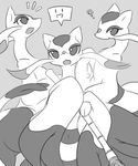  :d ? highres mienshao monochrome no_humans open_mouth pokemon smile whiskers 