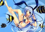  animal animal_ears bikini blue_hair bunny_ears bunnygirl cleavage fish kuroya_shinobu long_hair original swimsuit 