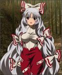  blush breasts female fujiwara_no_mokou gray_hair grey_hair highres long_hair pink_eyes touhou yadokari_genpachirou 