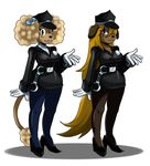  anthro belt blue_eyes breasts canine cleavage clothed clothing cuffs dog female gloves hair hat high_heels laverna_dernhall long_hair looking_at_viewer mammal patricia_winklemire plain_background police purple_eyes ribbons smile sssonic2 standing thighs white_background 