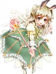 alternate_color angel_wings animal_ears bad_id bad_pixiv_id blonde_hair bunny_ears cropped_jacket dress elize_lutus green_dress jewelry komoro pendant short_hair smile solo tales_of_(series) tales_of_xillia two_side_up white_background wings yellow_eyes 