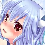  animal_ears blue_hair blush cat_ears close-up face irori looking_at_viewer portrait red_eyes remilia_scarlet short_hair solo touhou wavy_mouth 