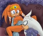  breasts clothed clothing cunnilingus echidna eyes_closed female half-dressed hedgehog male mammal nipples oral oral_sex orange orange_body partially_clothed pussy raianonzika sega sex silver_the_hedgehog sonic_(series) sweat tikal_the_echidna vaginal white white_body 