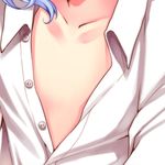  blue_hair close-up collarbone dress_shirt flat_chest irori open_clothes open_shirt remilia_scarlet shirt solo touhou 