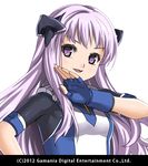  face fingerless_gloves fujimon gloves hair_ornament lavender_hair long_hair power_dolls purple_eyes solo upper_body white_background 