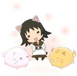  :d =_= aami animal_ears blush camera cat cat_ears chibi crossover momoneko-sama open_mouth poyo_(poyopoyo_kansatsu_nikki) poyopoyo_kansatsu_nikki sawatari_fuu school_uniform smile tamayura 