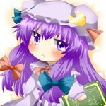  :3 book ex-keine hat kamishirasawa_keine kamishirasawa_keine_(hakutaku) long_hair patchouli_knowledge purple_eyes purple_hair rebecca_(keinelove) ribbon solo sukusuku_hakutaku touhou 