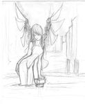  1girl angel bare_shoulders breasts highres long_hair mechanical_wings monochrome okami_7 sketch solo wings 