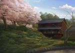  bad_pixiv_id cherry_blossoms cloud day grass highres house landscape nature no_humans original scenery sky toshiyu_(10shi_yu) tree 