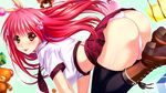  amasaka_takashi ass blush game_cg kohinata_yuuka koi_mekuri_clover long_hair panties red_hair seifuku thighhighs tie underwear 