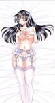  akiyama_mio black_eyes black_hair blush breasts garter_belt highres hime_cut k-on! large_breasts long_hair lying panties rodeorodeo solo thighhighs topless underwear 