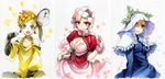  bad_id bad_pixiv_id blue_eyes breasts cleavage copyright_request flower hat ikuhana_niiro medium_breasts multiple_girls personification red_eyes small_breasts yellow_eyes 