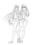  code_geass genderswap genderswap_(mtf) greyscale highres kuon_yuu kururugi_suzaku lelouch_lamperouge lineart long_hair luluko monochrome multiple_girls skirt suzako very_long_hair 