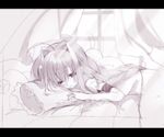  bed ikawa_waki letterboxed lyrical_nanoha mahou_shoujo_lyrical_nanoha mahou_shoujo_lyrical_nanoha_a's monochrome purple solo vita window 