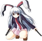  animal_ears bunny_ears dual_wielding gun handgun holding nigo_(aozoragarou) pistol reisen_udongein_inaba solo touhou weapon 