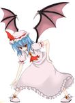  bat_wings blue_hair brooch hat jewelry mosu_(korikan) red_eyes remilia_scarlet ribbon short_hair smile solo touhou wings 