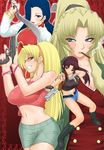  artist_request balalaika_(black_lagoon) beretta_92 black_lagoon blade blonde_hair blue_eyes blue_hair boots breasts brown_eyes brown_hair burn_scar cigar denim denim_shorts dual_wielding eda_(black_lagoon) glock gun handgun holding holster knife kukri large_breasts midriff mole mole_under_eye multiple_girls pencil_skirt pistol ponytail revy_(black_lagoon) scar scar_across_eye shenhua shorts shoulder_holster skirt smoking sunglasses tattoo weapon 