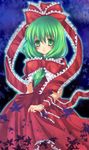  bad_id bad_pixiv_id blush frills front_ponytail green_eyes green_hair kagiyama_hina mikazuki_sara ribbon solo touhou 