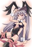  animal_ears breasts bunny_ears cleavage horns kurusu_(amamura) original purple_hair small_breasts solo thighhighs twintails 