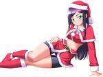  artist_request bike_shorts christmas green_eyes kuga_natsuki long_hair midriff my-hime purple_hair santa_costume solo thigh_gap 